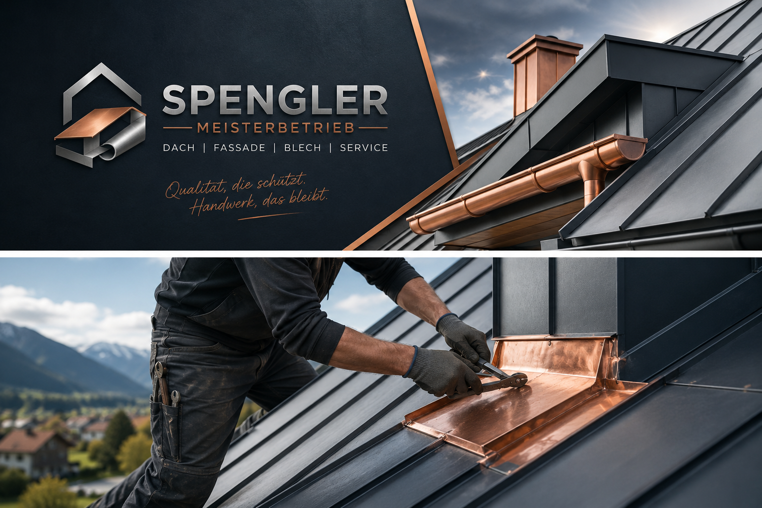 Spenglerei Schütz – Meisterbetrieb für Dach, Fassade, Blech und Service mit Kupferrinne und Zinkdach